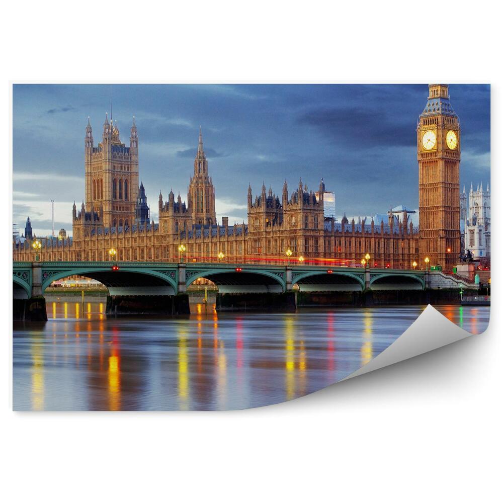Okleina na ścianę Zmierzch pochmurne niebo światła big ben miasto