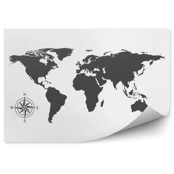 Fototapety Czarno biała mapa świata