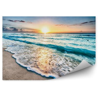 Fototapeta Wschód słońca na plaży w cancun