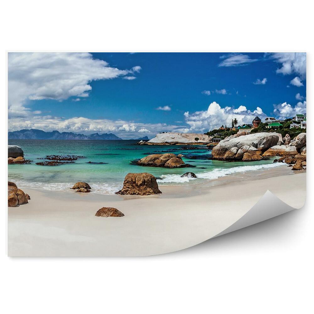 Fototapeta Góry skały miasto plaża ocean niebo chmury