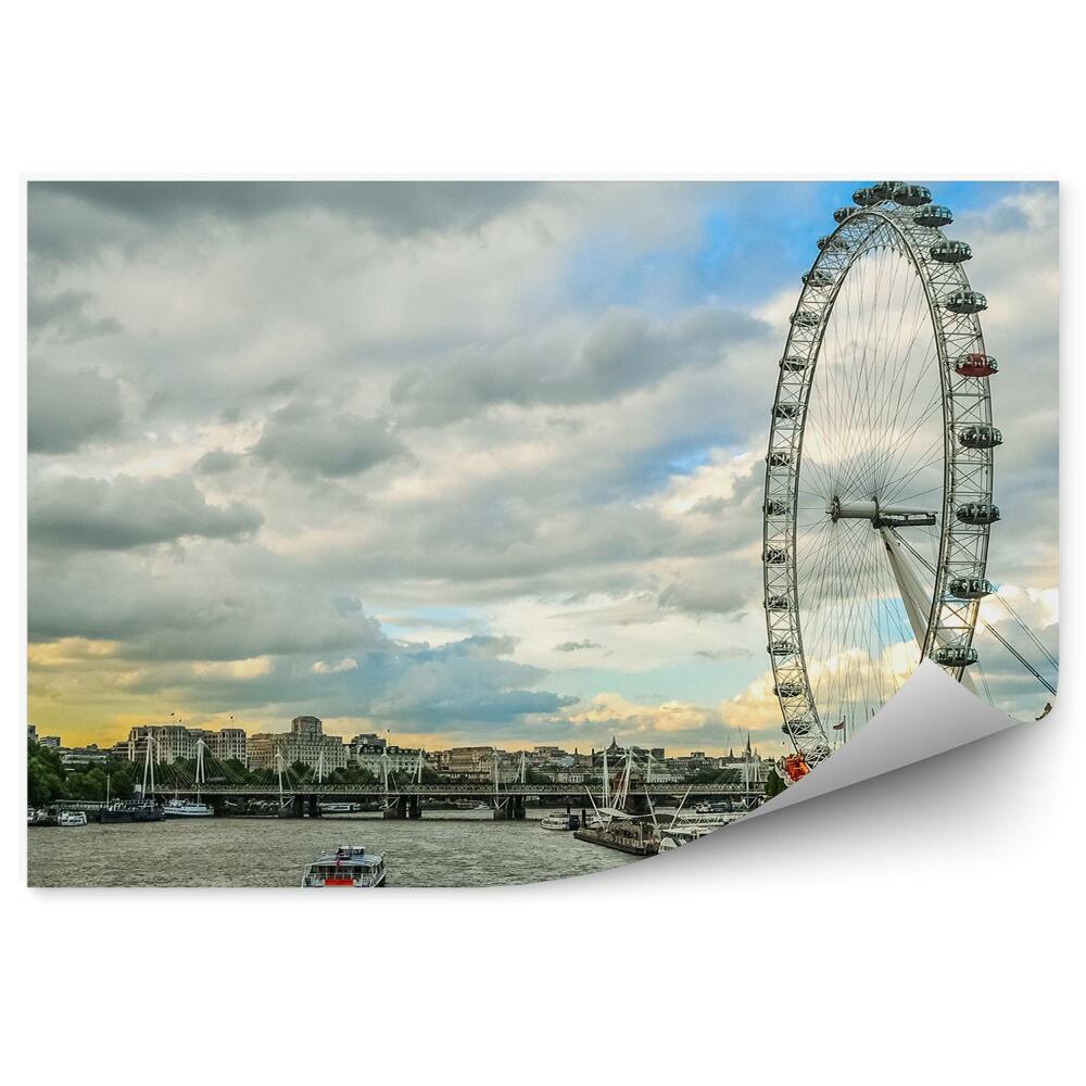 Fototapeta Tamiza london eye zachód słońca miasto statki