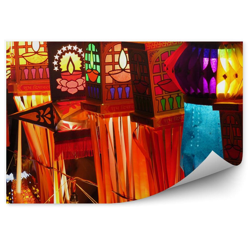 Fototapeta Indyjskie latarnie lampiony zdobione światła noc