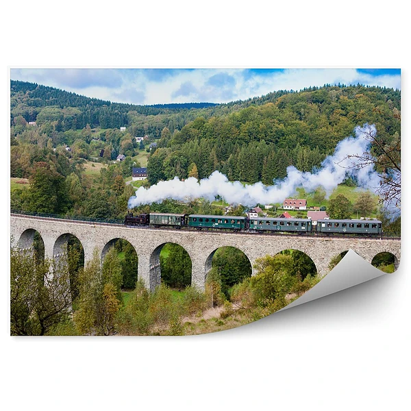 Fototapeta Pociąg parowy na wiadukt novina doliny krystofovo czechy