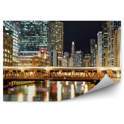 Fototapeta na ścianę wieżowce światła mostek rzeka światła noc