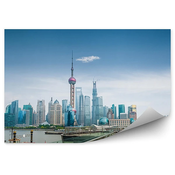 Okleina ścienna Shanghai wieżowce ocean platforma widokowa niebo chmury