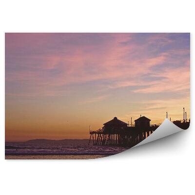 Okleina na ścianę Zachód słońca molo morze