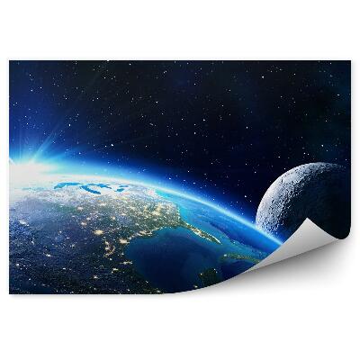 Fototapeta Planeta ziemia księżyc kratery niebo gwiazdy