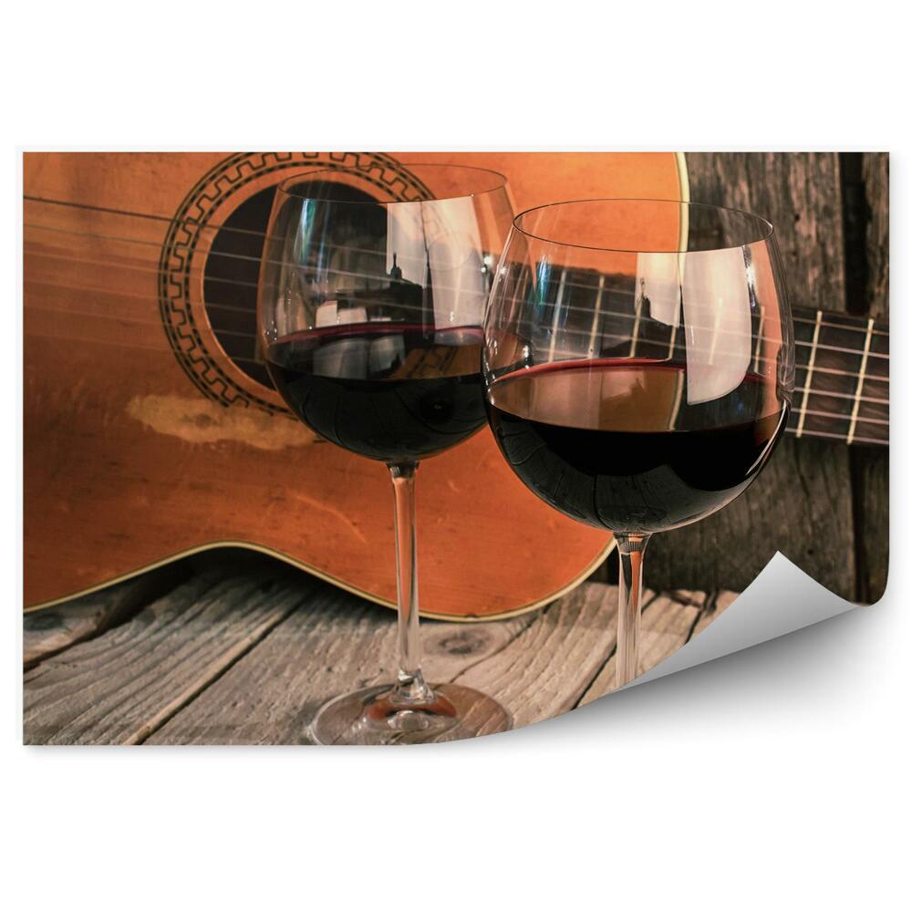Fototapeta Gitara klasyczna wino kieliszki romantyzm