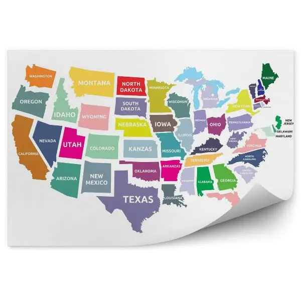 Fototapety Mapa stanów w usa
