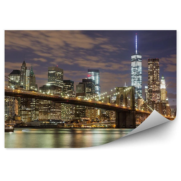 Fototapeta Brooklyn bridge i wieżowce downtown w nowym jorku