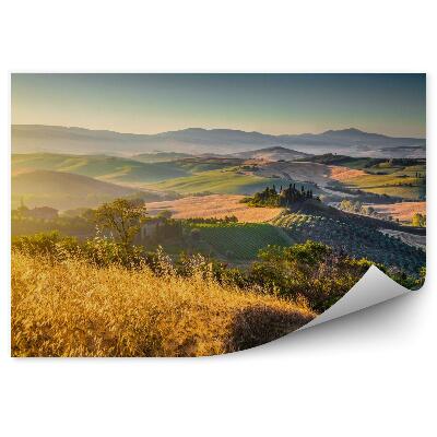 Fototapeta Toskański krajobraz panorama wschód słońca val d'orcia włochy