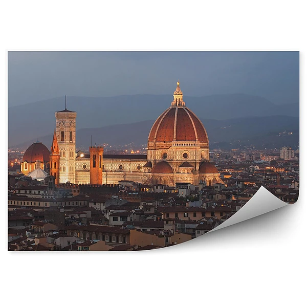 Fototapeta Panorama florencji budynki góry noc światła