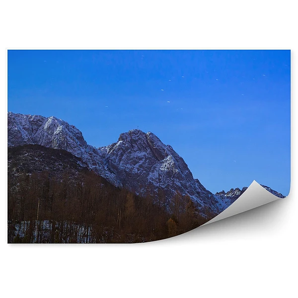 Okleina na ścianę Góry śnieg giewont tatry drzewa iglaste niebo gwiazdy