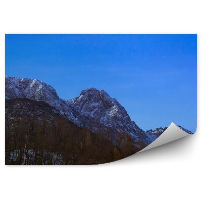 Okleina na ścianę Góry śnieg giewont tatry drzewa iglaste niebo gwiazdy