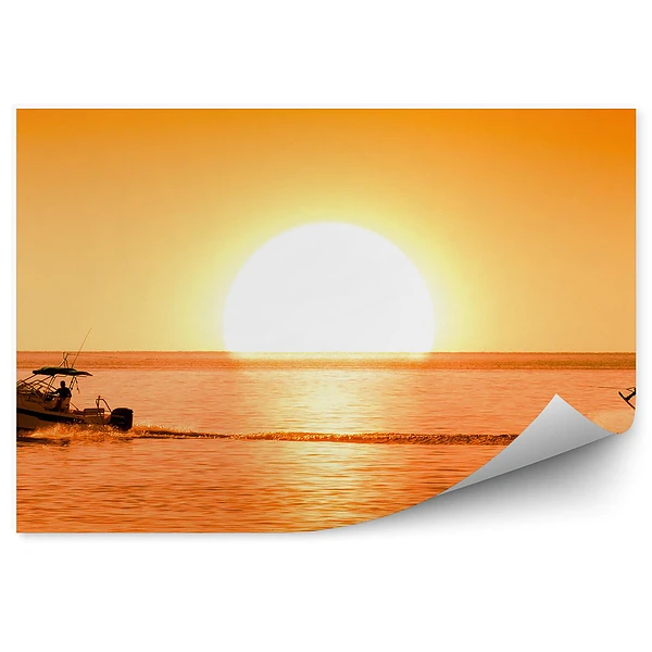 Fototapeta Ocean zachód słońca łodzie wakeboard