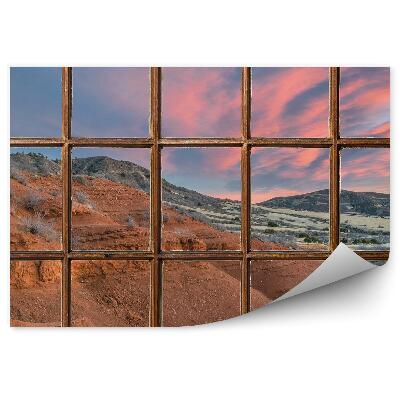 Fototapeta na ścianę Drewniane okno z widokiem na góry