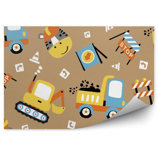 Fototapeta Wzór zwierzątka koparka budowa