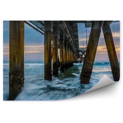 Okleina na ścianę Fale oceanu molo zachód słońca