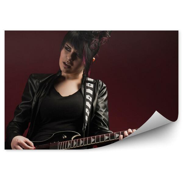 Fototapeta Rock alternatywny dziewczyna fryzura bordowe tło