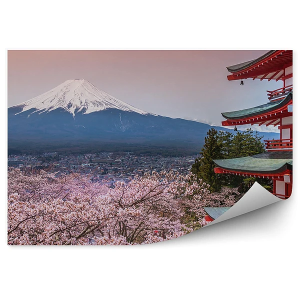 Fototapeta Góra fuji japonia kwiaty wiśni pagoda