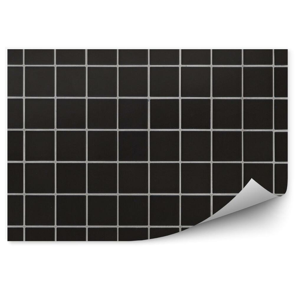 Okleina ścienna Czarna kostka kafelki wzór białe paski kratka