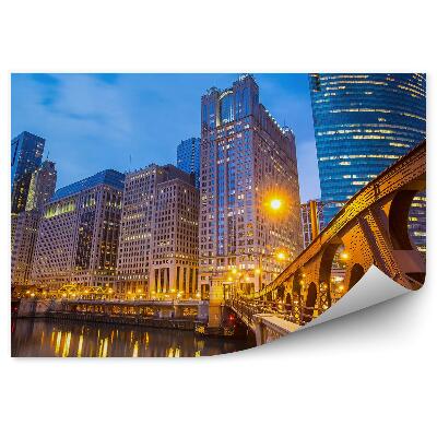 Fototapeta na ścianę wieżowce światła mostek rzeka światła noc