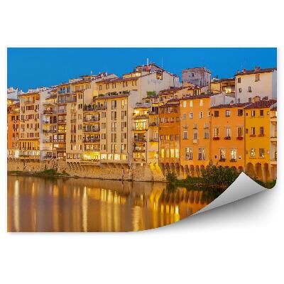 Fototapeta Florencja starożytne domy nabrzeże rzeka światła noc