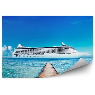 Fototapeta Jacht statek morze pomost woda niebo chmury