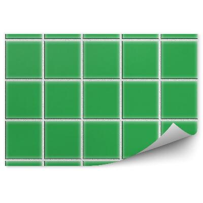 Okleina ścienna Zielone kafelki kratka wzór kostka białe tło