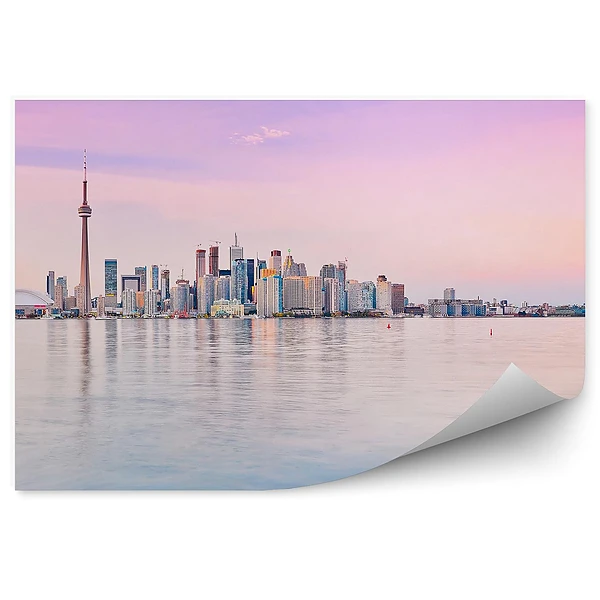 Fototapeta Panorama toronto kalifornia wieża telewizyjna wieżowce ocean niebo zachód słońca