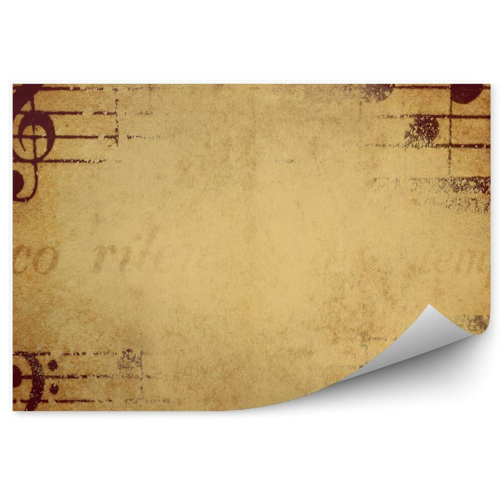 Fototapeta Pięciolinia nuty wyblakłe sepia