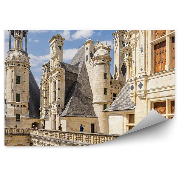 Okleina ścienna Zamek chambord taras niebo chmury francja