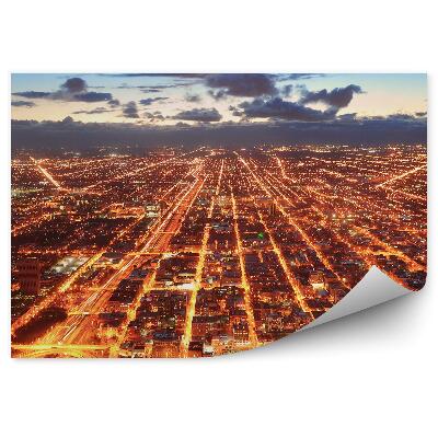 Fototapeta na ścianę widok z lotu ptaka centrum Chicago wieżowce noc światła chmury