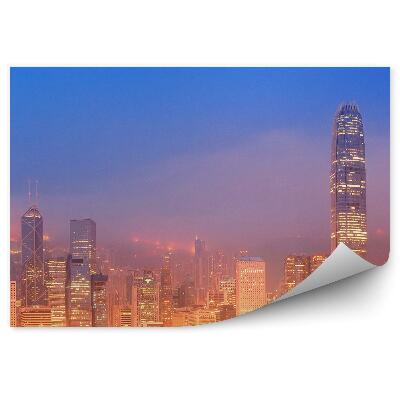 Fototapeta Hong kong wieżowce światła noc ocean jachty