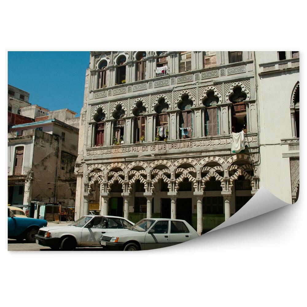 Okleina ścienna Budynek kolonialny miasto samochody