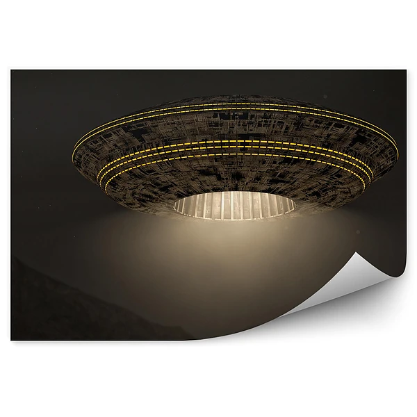 Fototapeta Księżyc niebo ufo 3d góry skały