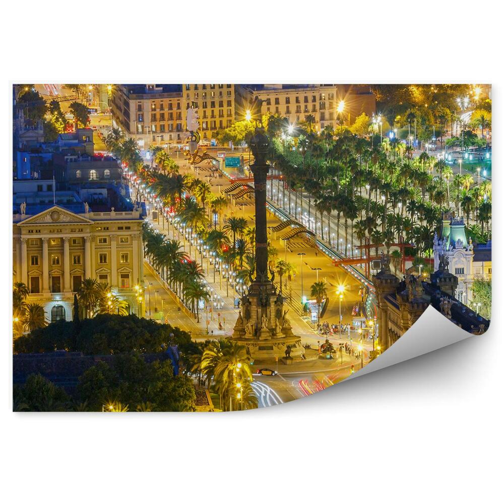 Fototapeta Barcelona widok z lotu ptaka światła drzewa budynki