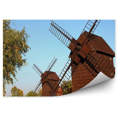 Okleina na ścianę Stare drewniane wiatraki park natura