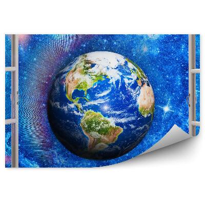 Okleina na ścianę Kula ziemska gwiazdy niebo kosmos rama okienna