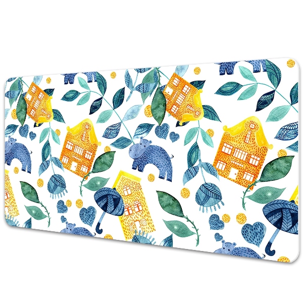 Podkładka na biurko dla dzieci Hipopotamy wśród domków