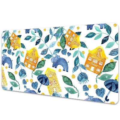 Podkładka na biurko dla dzieci Hipopotamy wśród domków