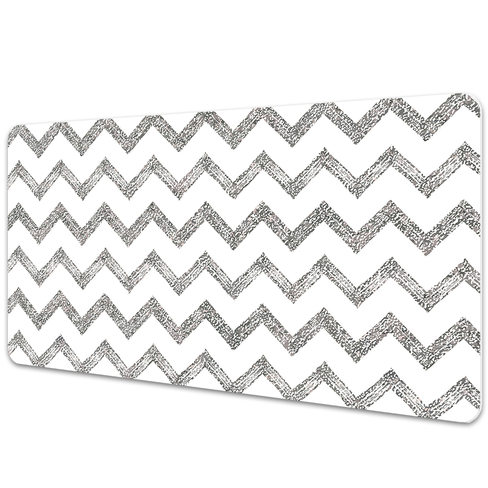 Podkładka na całe biurko Srebrne geometryczne zygzaki