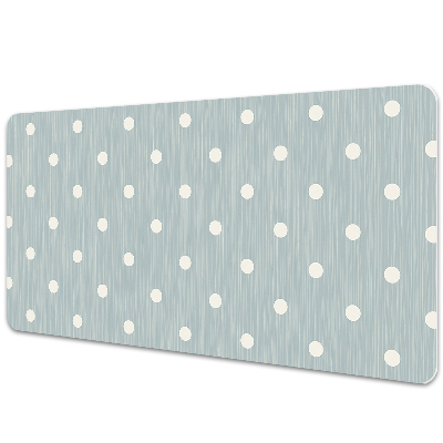 Duża mata na biurko Białe kropki na błękicie