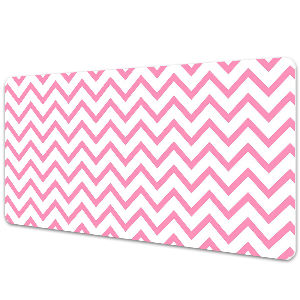 Duża mata na biurko Różowe geometryczne zygzaki