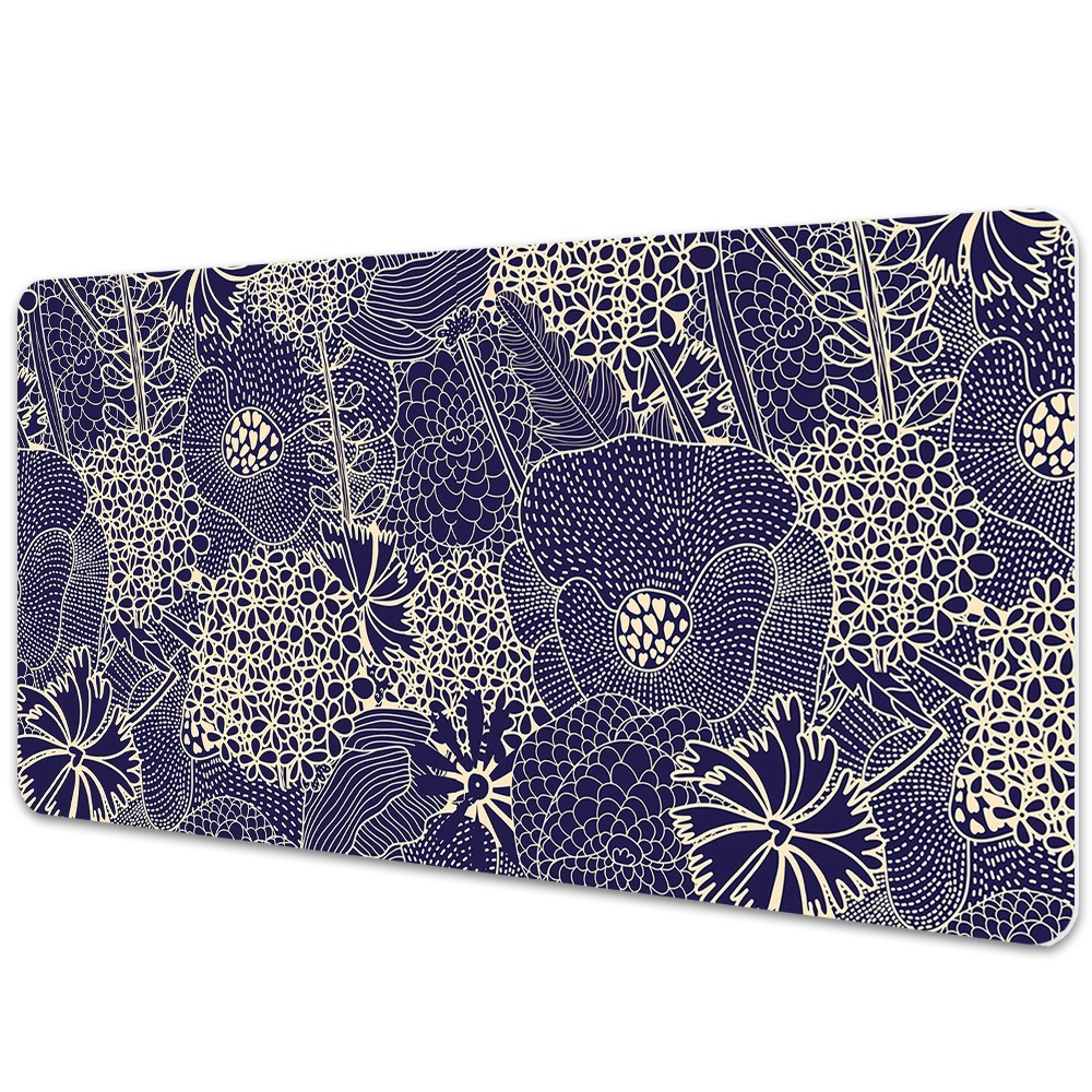 Mata ochronna na biurko Kwiatowy niebieski wzór