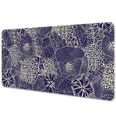 Mata ochronna na biurko Kwiatowy niebieski wzór