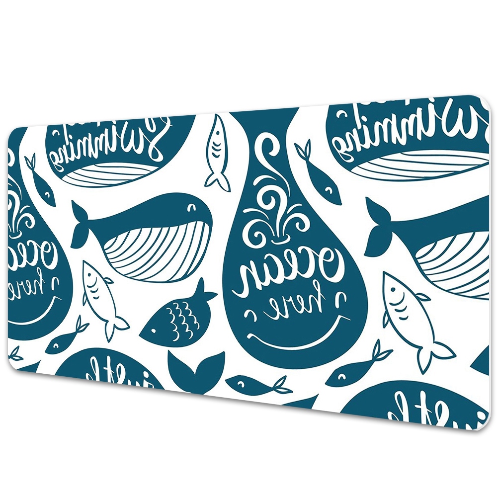 Mata na biurko dla dzieci Wieloryby z napisem