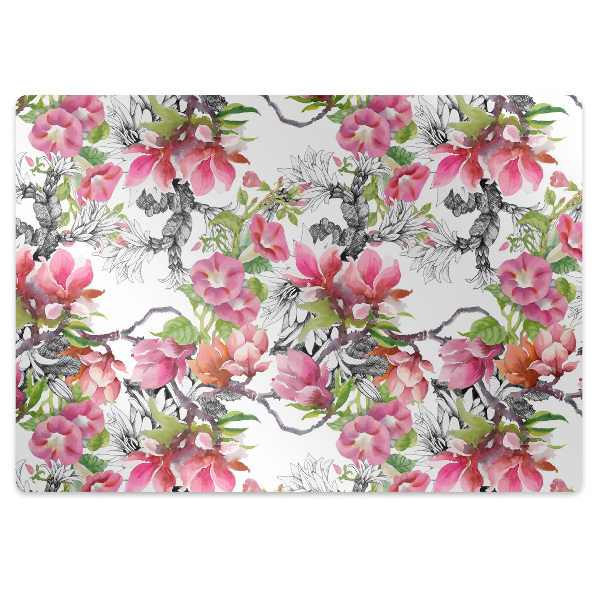 Dywanik pod krzesło obrotowe Kwiatki malowane