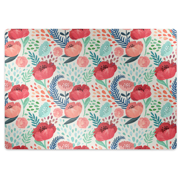 Mata pod krzesło Czerwony mak