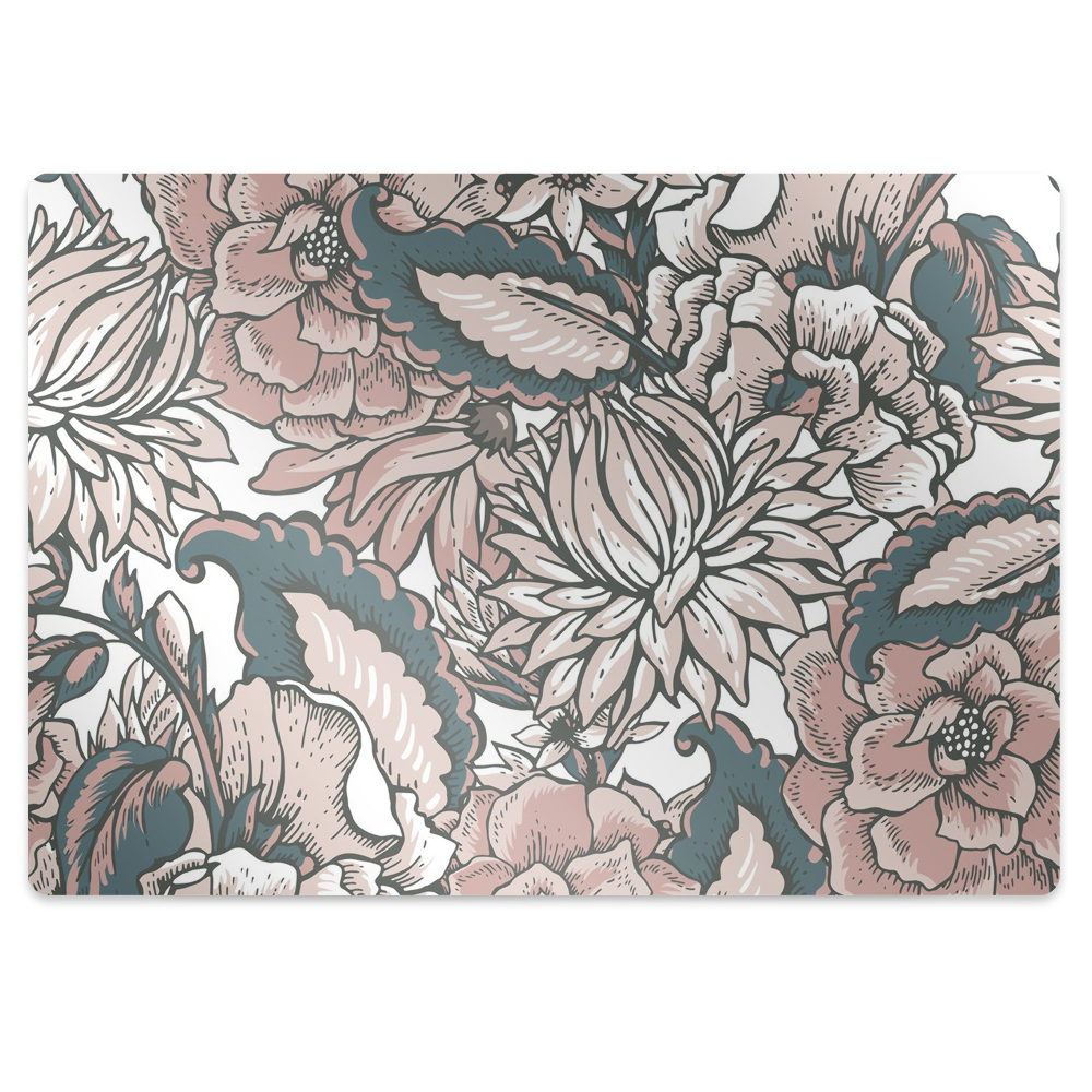 Dywanik pod krzesło obrotowe Jasne kwiatki